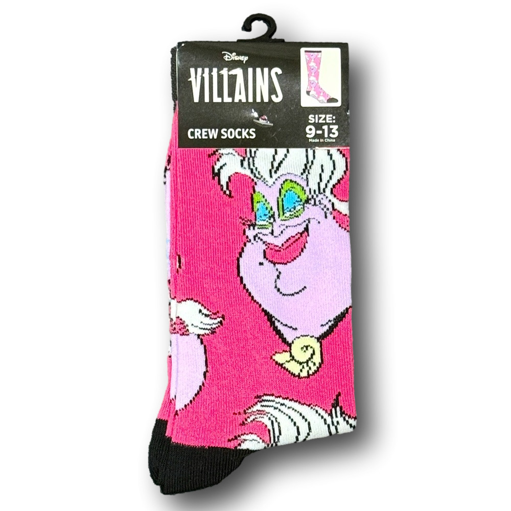 3/$20 Disney Villains Ursula Funny Novelty Crew Socks - NWT